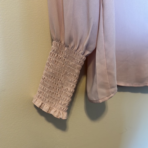 EUC Express Smocked Cuff Shirt Sheer Button Down - Picture 6 of 8